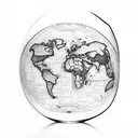 A cocktail glass with a world map inside it tattoo design idea