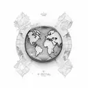 A cocktail glass with a world map inside it tattoo design idea