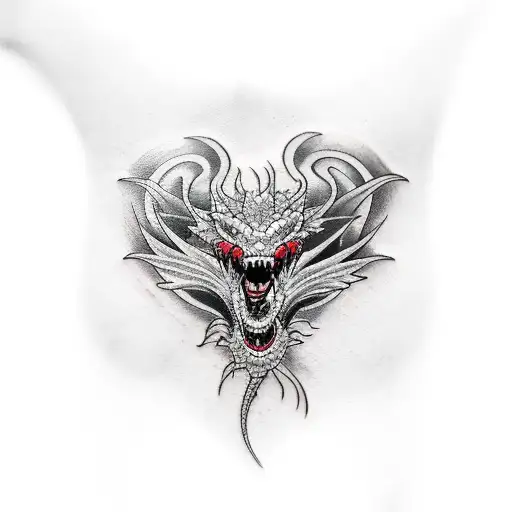 dragon collarbone tattoo half dead half alive tattoo design idea