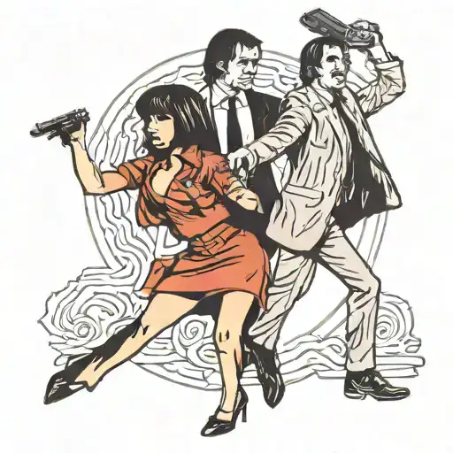 pulp fiction dancing silhouette tattoo design idea