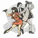 pulp fiction dancing silhouette tattoo design idea