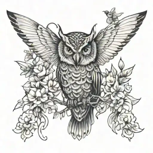 owl,hummingbird,bee's tattoo design idea
