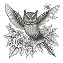 owl,hummingbird,bee's tattoo design idea