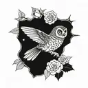 owl,hummingbird,bee tattoo design idea