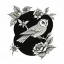 owl,hummingbird,bee tattoo design idea