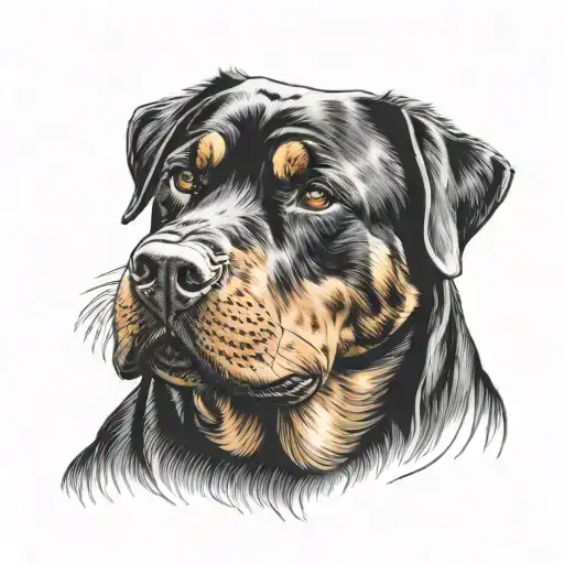 barking Rottweiler head tattoo design idea