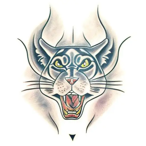 panther head closed mouth  tattoo design idea