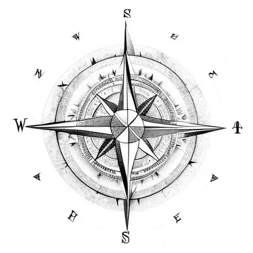 compass with yin yang in it. arrows tattoo design idea