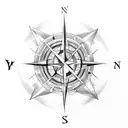 compass inner yin yang tattoo design idea