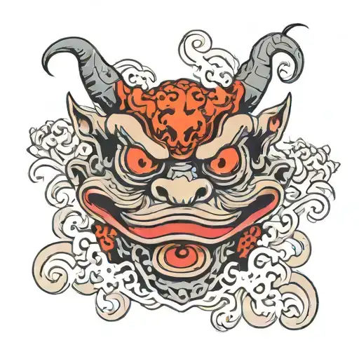 toad oni mask smoking tattoo design idea