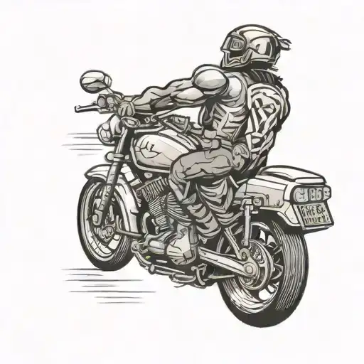 super hero electrician riding a motorcycle tattoo design idea