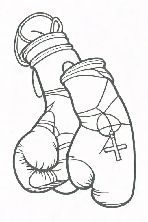 Boxing glove with cross inside tattoo design idea