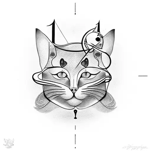 a cat shaped like dali clock  tattoo design idea
