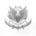 antique sword with eagle wings behind it tattoo design idea