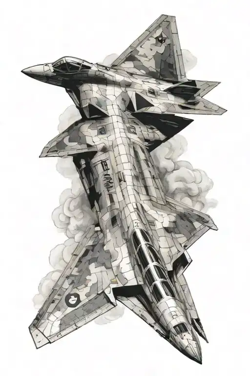 f22 raptor fighter jet tattoo design idea
