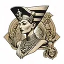 queen Nefertiti hieroglyphics in background tattoo design idea