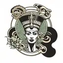 queen Nefertiti hieroglyphics in background tattoo design idea