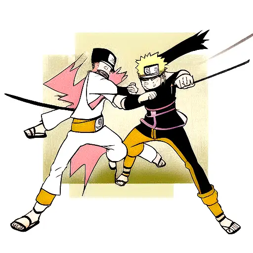 Naruto and Boruto facing off in an epic battle tattoo design idea
