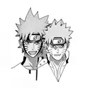 Naruto and Boruto facing off in an epic battle tattoo design idea