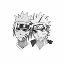 Naruto and Boruto facing off in an epic battle tattoo design idea