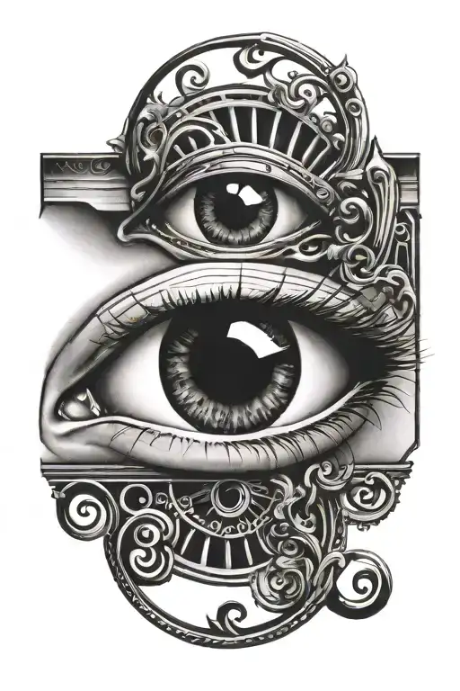 upper arm and shoulder tattoo of plain eyes looking around like the eyes from the prison realm in jjk tattoo design idea