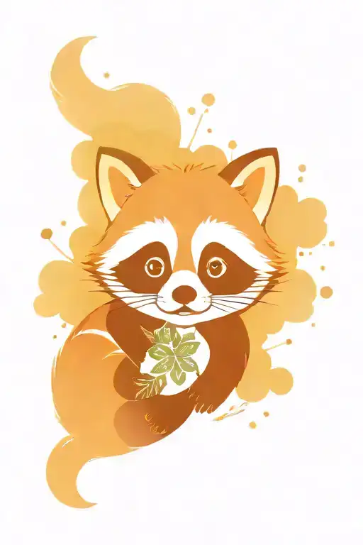 racoon, red panda, kawaii inspired design featuring tattoo design idea
