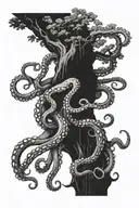 octopus climbing up a tree tattoo design idea
