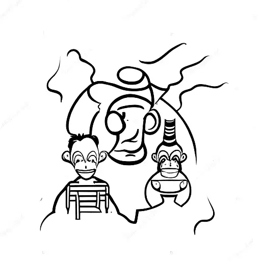 man and chimp tattoo design idea