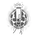 A guitar and a microphone intertwined with flames tattoo design idea