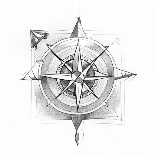 arrow with compass tattoo design idea