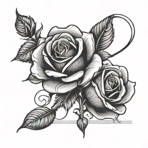 A tattoo design of a rose with the numbers 3, 7, and 10 incorporated in a creative way, reflecting your favorite things tattoo design idea
