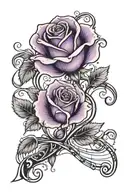 An intricate neotraditional tattoo of a purple rose blooming from a musical note, with the client's favorite numbers 3, 7, 10 subtly incorporated, creating a unique and meaningful design. tattoo design idea