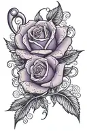 An intricate neotraditional tattoo of a purple rose blooming from a musical note, with the client's favorite numbers 3, 7, 10 subtly incorporated, creating a unique and meaningful design. tattoo design idea