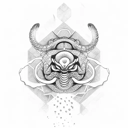 scorpio, snake, lotus flower tattoo design idea