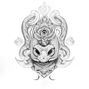 escorpio, serpiente, flor de loto tattoo design idea