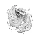 escorpio, serpiente, flor de loto tattoo design idea