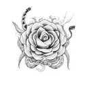 escorpio, serpiente, flor de loto tattoo design idea