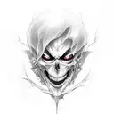 Create a hauntingly beautiful tattoo design that blends elements from Attack on Titan and Death Note, symbolizing the darkness within tattoo design idea