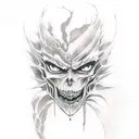 Create a hauntingly beautiful tattoo design that blends elements from Attack on Titan and Death Note, symbolizing the darkness within tattoo design idea