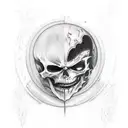 Create a hauntingly beautiful tattoo design that blends elements from Attack on Titan and Death Note, symbolizing the darkness within tattoo design idea