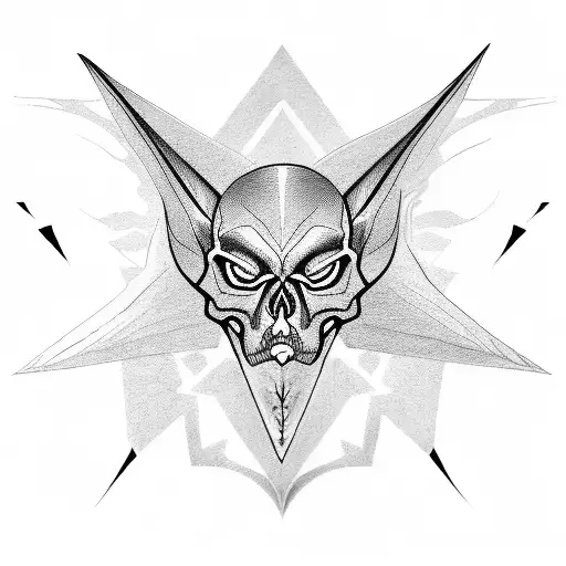 cyber sigilism style of a skeleton bat tattoo design idea