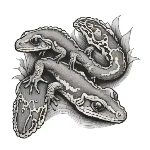 crested gecko foot prints tattoo design idea