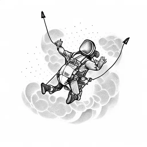 skydiving momento mori tattoo design idea