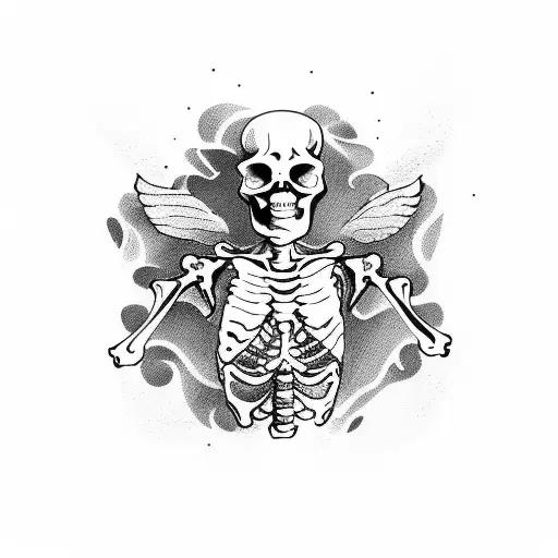skydiving skeleton tattoo design idea
