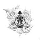 Album in utero nirvana with roses and fire tattoo design idea