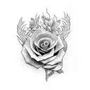 Album in utero nirvana with roses and fire tattoo design idea