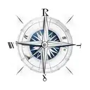 Clock on the half left and compass on the half righ combined tattoo design idea
