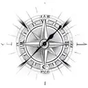 Clock on the half left and compass on the half righ combined tattoo design idea