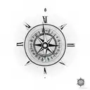 Clock on the half left and compass on the half righ combined tattoo design idea