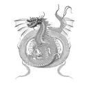 geisha dragon, african-american woman, natural hair, forearm piece tattoo design idea